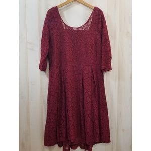 Lane Bryant Burgundy Lace Fit and Flare Dress 22